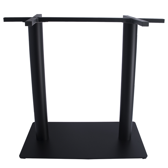 dual pole rectangle black powder coat table base