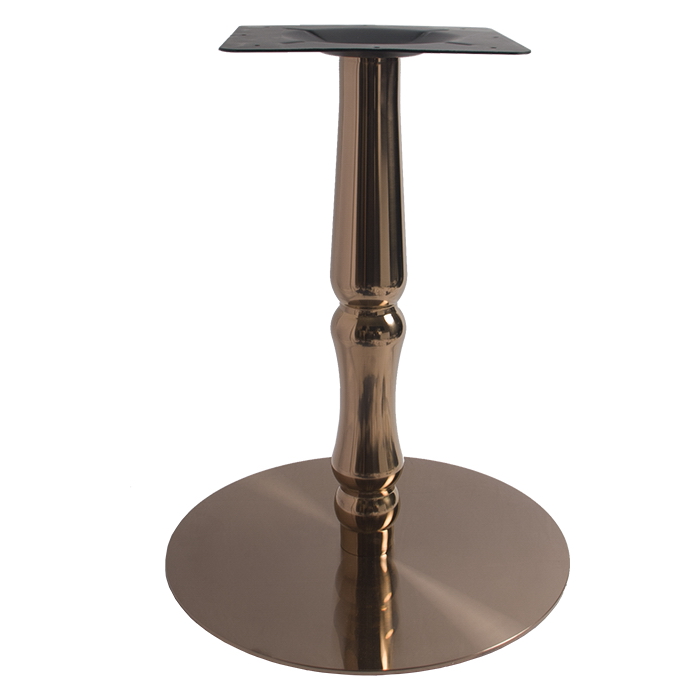 rose gold plated round table base with decorative column