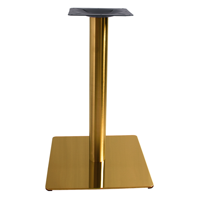 gold square stainless steel table base with round column