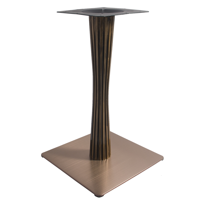 rose gold square stainless steel table base with decorative column
