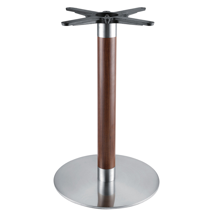 Round stainless steel table base with heated transfer